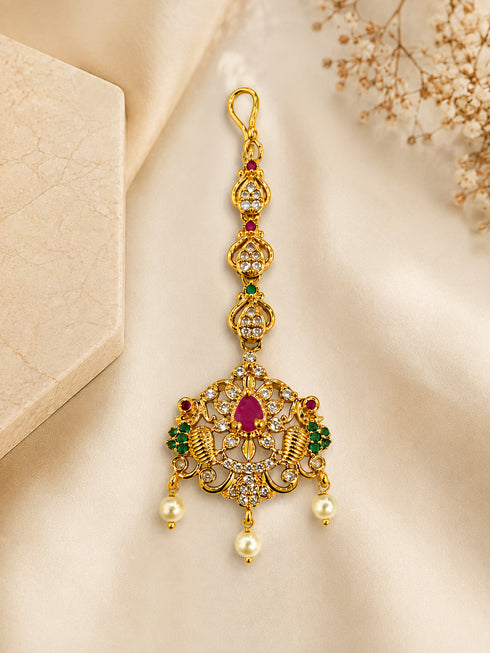 Royal Ruby Emerald Maangteeka
