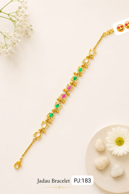 Lotus Jadau Kundan Bracelet